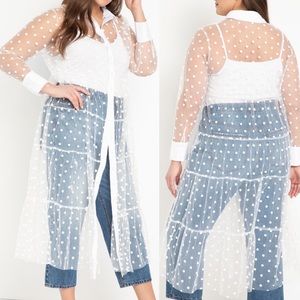 Eloquii Sheer Dot Maxi Dress